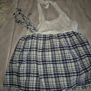 Celebrity Kids- White and Blue Plaid Kids Casual Dress